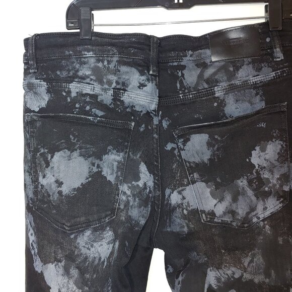 Valabasas Button Fly Camo Tie Dye Distressed Jeans Back Grey Size 36 - Picture 7 of 9